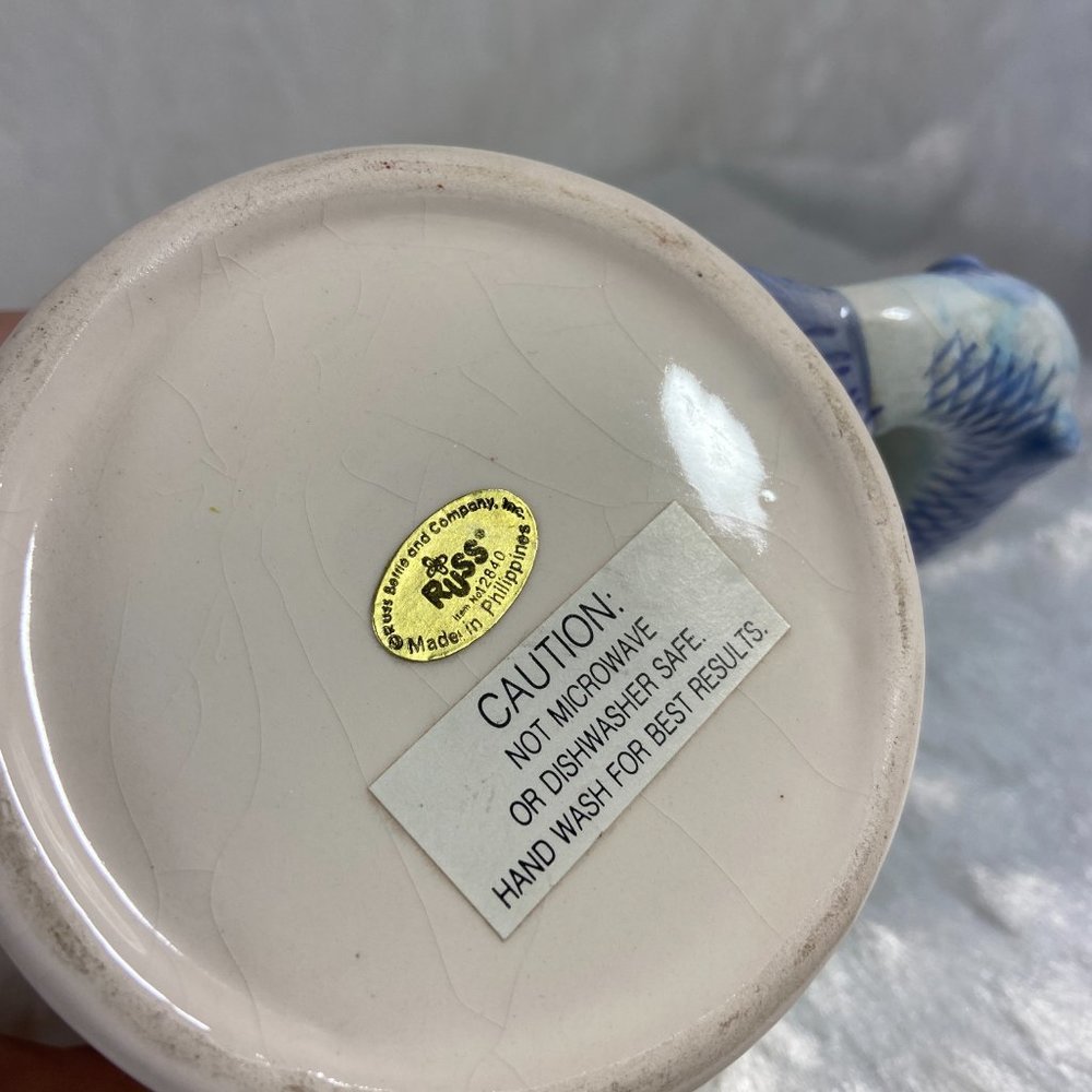 Russ "You're The Catch of the Year" Ceramic Fishing Mug Cup Fish Handle Vintage - Picture 11 of 11